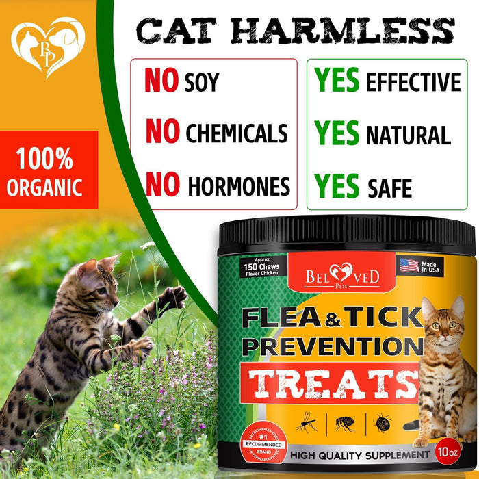 Flea and Tick Prevention Chewable Pills for Dogs and Cats Revolution Oral Flea Treatment for Pets Pest Control Natural Defense Chewables Small Tablets Chicken FLavor for Cats