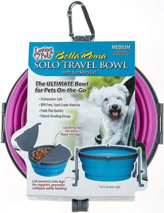 Loving Pets Bella Roma Blue or Roma Pink Travel Bowl 1 count - Medium