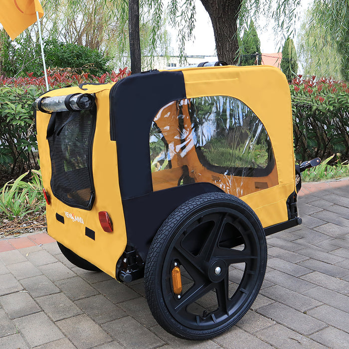 Yellow Outdoor Heavy Duty Foldable Utility Pet Stroller Dog Carriers Bicycle Trailer