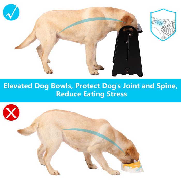 Elevated Dog Bowls for Medium Large Sized Dogs, Adjustable Heights Raised Dog Feeder Bowl with Stand for Food & Water