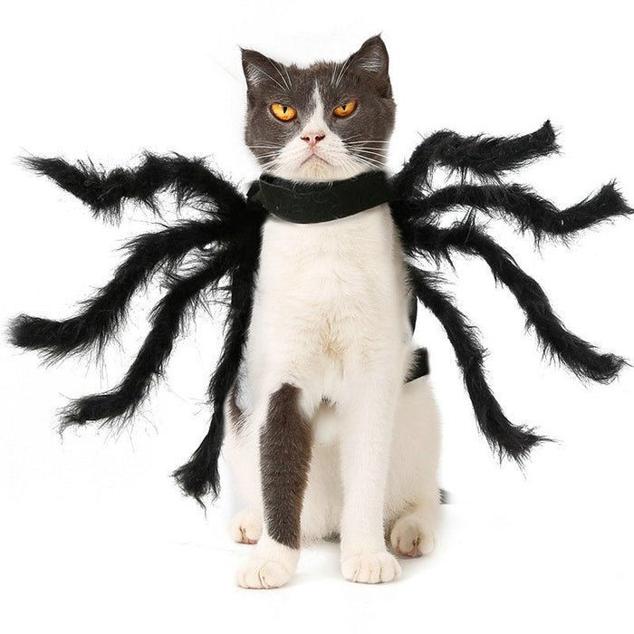 Pet Spider Costume Halloween Simulation Plush Spider Clothe with Adjustable Neck Paste Buckle for Dog Cats Pet