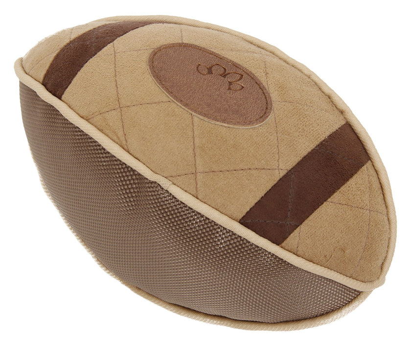 Pet Life ® 'Pugskin' Durable Oxford Nylon and Mesh Plush Squeaky Football Dog Toy