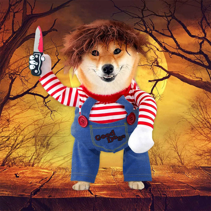 Pet Deadly Doll Costume Chucky Dog Cosplay Halloween Christmas Party Clothes for Dogs