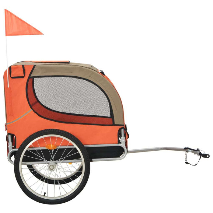 Dog Bike Trailer Orange and Brown