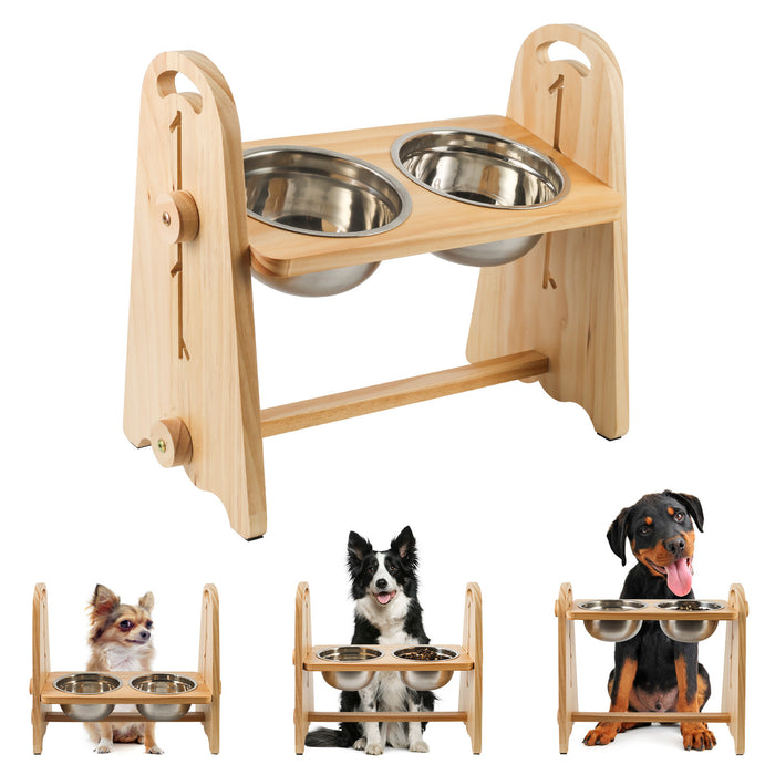 Elevated Dog Bowls for Medium Large Sized Dogs, Adjustable Heights Raised Dog Feeder Bowl with Stand for Food & Water