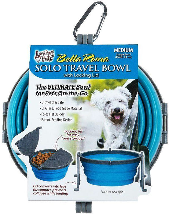 Loving Pets Bella Roma Blue or Roma Pink Travel Bowl 1 count - Medium