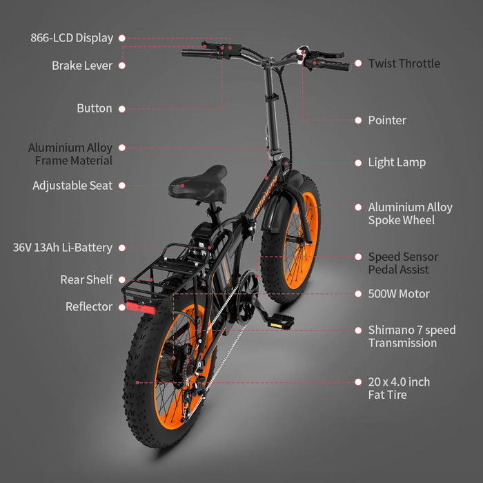 New Pattern Electric Bike Fat Tire With Removable Lithium Battery for Adults