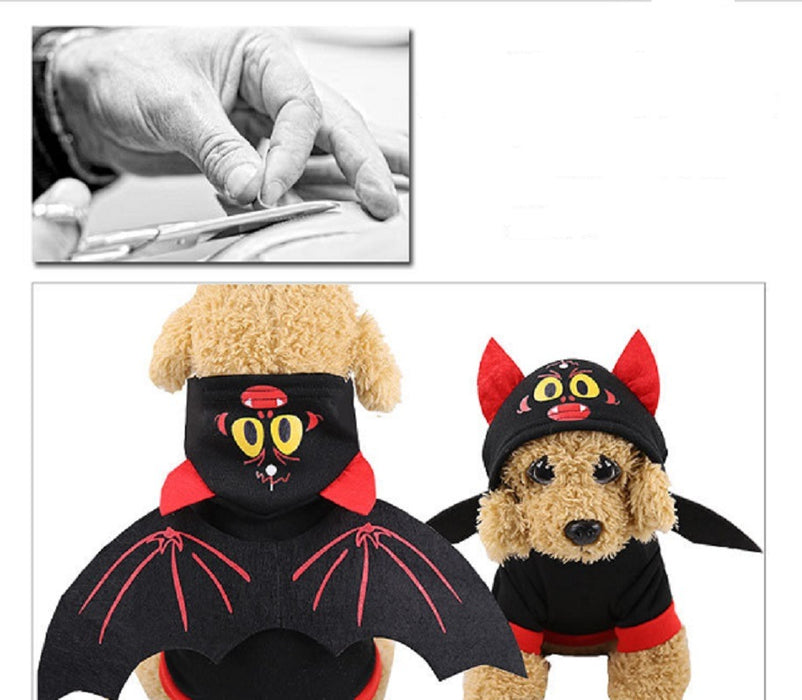 Pet Black Bat Wing Costume Hooded Winter Warm Sweater Halloween Costume