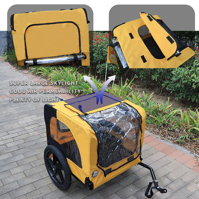 Yellow Outdoor Heavy Duty Foldable Utility Pet Stroller Dog Carriers Bicycle Trailer