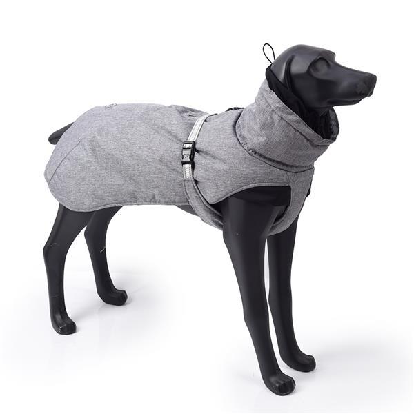 New Style Dog Winter Jacket with Waterproof Warm Polyester Filling Fabric-(gray, size S)