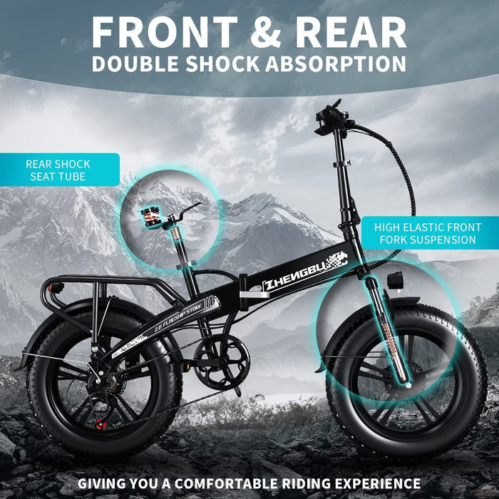 Adult Electric Bike 750W Motor 20"*4.0" All Terrain Fat Tire Ebike with Samsung 48V 12.8Ah Lithium Battery