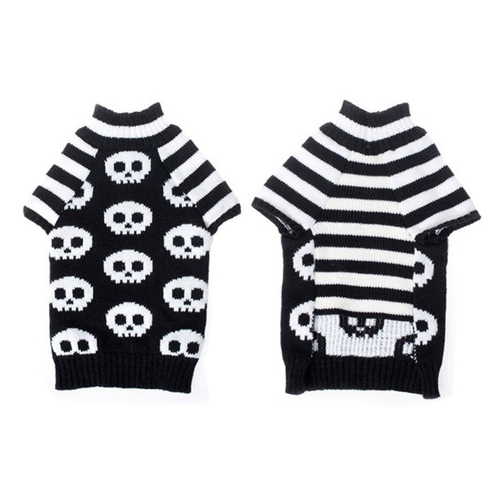 Pet Dog Halloween Costume Pumpkin Skull Death Pattern Pet Knit Sweater